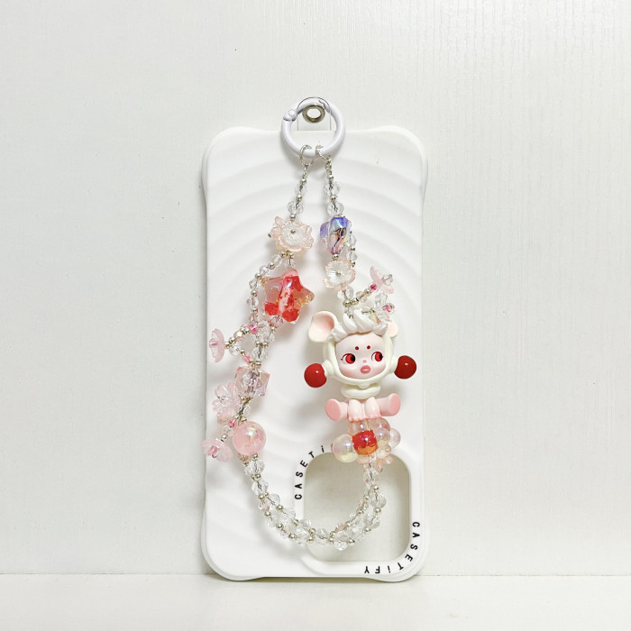Handmade  Crystal Glass Charm Phone Strap Skullpanda