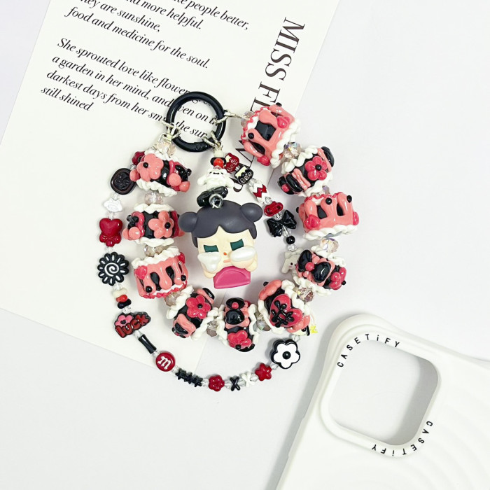 Hand Painted Beads Phone Charm Crybaby