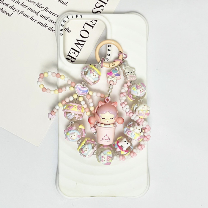 Hand Painted Beads Phone Charm Popmart Dora