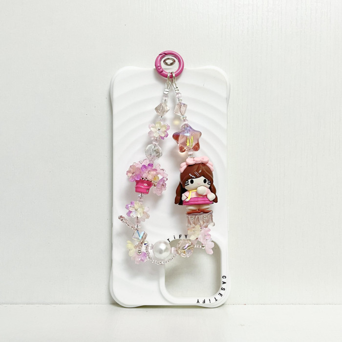 Handmade  Crystal Glass Charm Phone Strap Sanrio