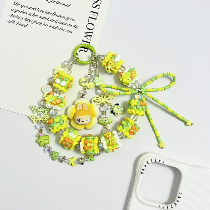 Hand Painted Beads Phone Charm Labubu
