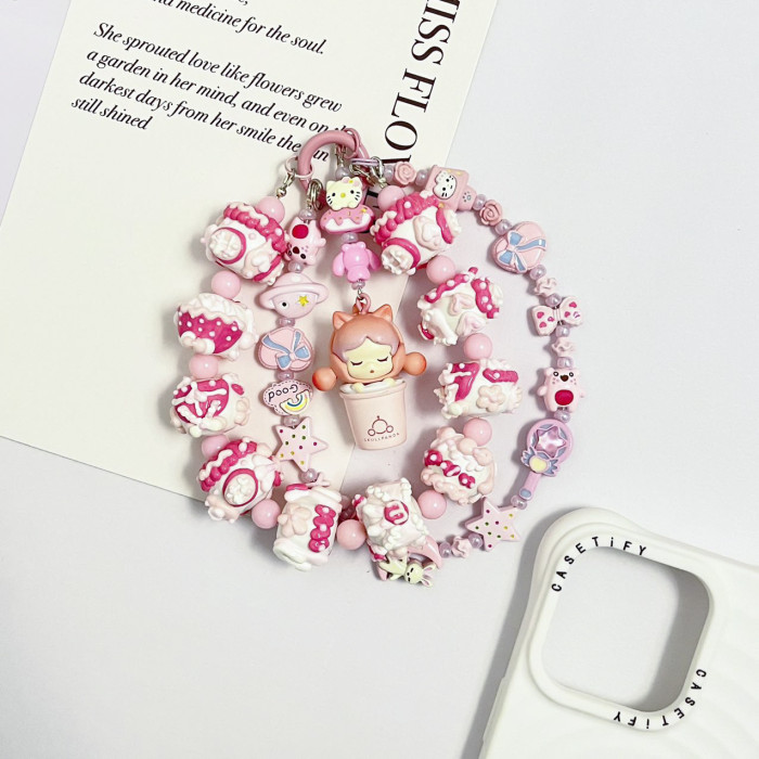 Hand Painted Beads Phone Charm Skullpanda