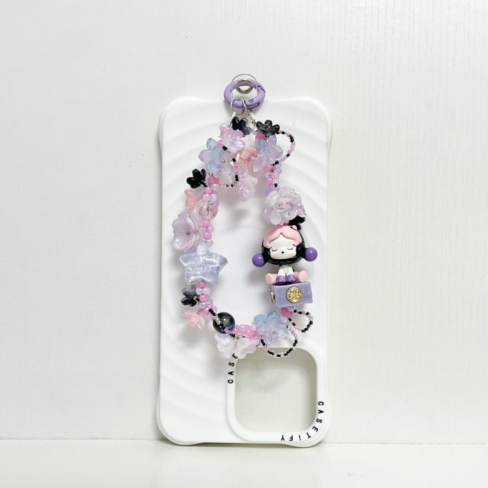 Handmade  Crystal Glass Charm Phone Strap Skullpanda