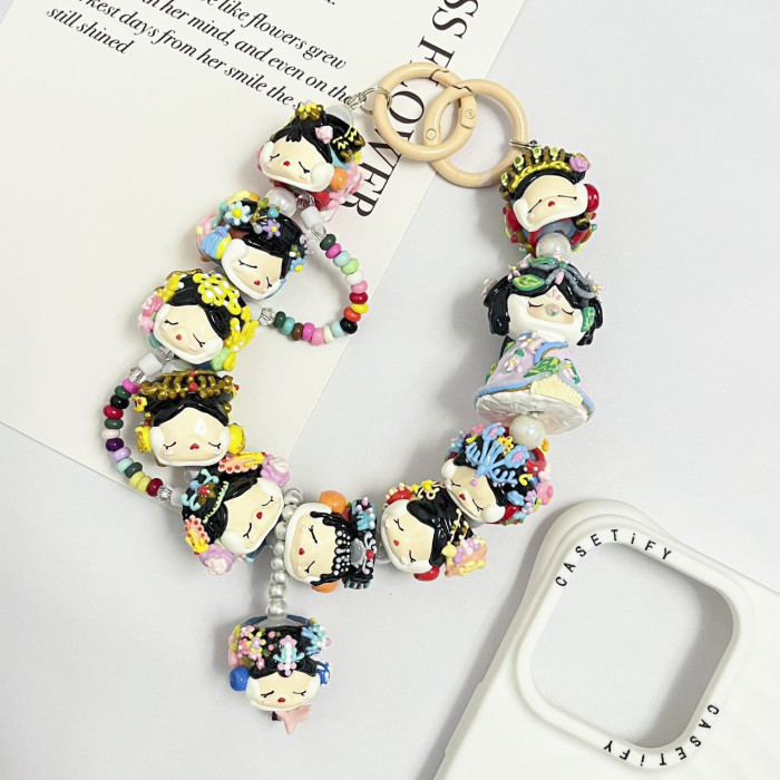 Hand Painted Beads Phone Charm Skullpanda