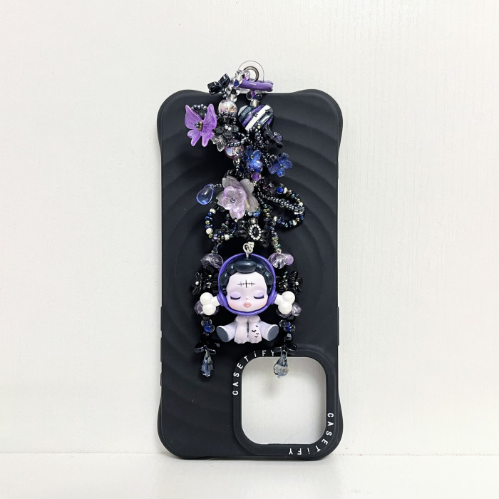 Handmade  Crystal Glass Charm Phone Strap Skullpanda