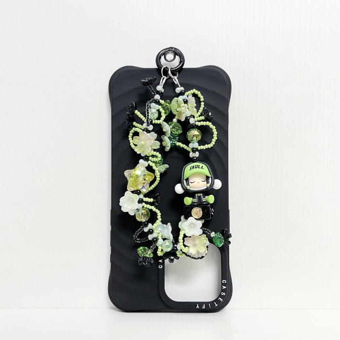 Handmade  Crystal Glass Charm Phone Strap Skullpanda