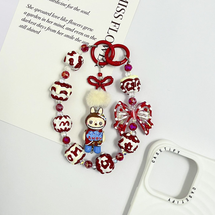 Hand Painted Beads Phone Charm Labubu
