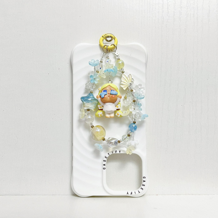 Handmade  Crystal Glass Charm Phone Strap Crybaby