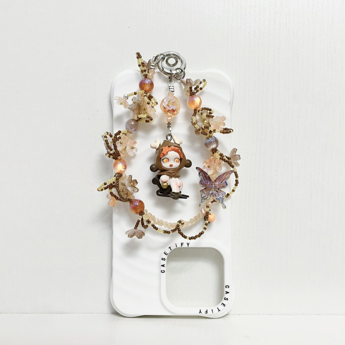 Handmade  Crystal Glass Charm Phone Strap Skullpanda