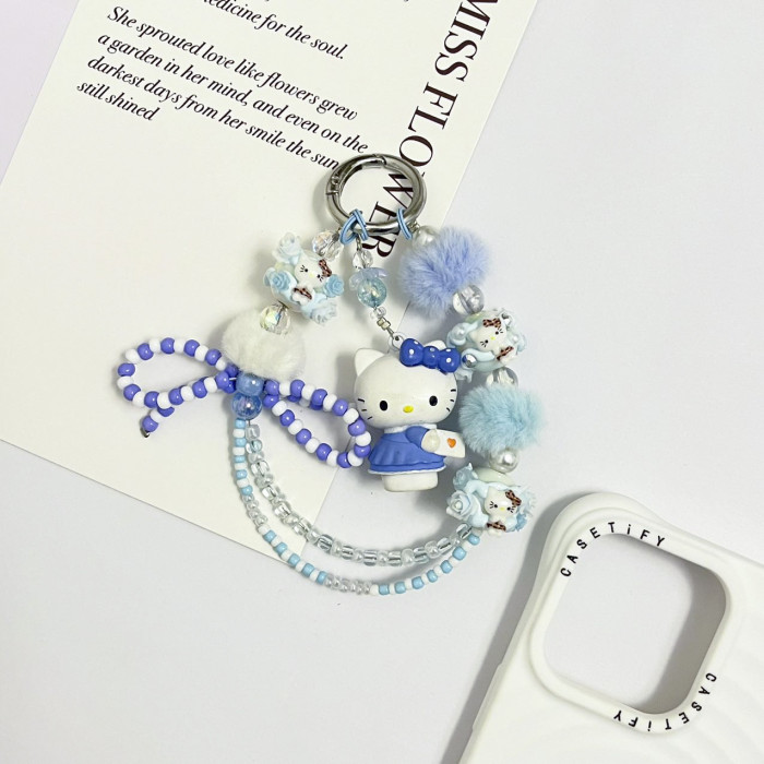 Hand Painted Beads Phone Charm Kitty