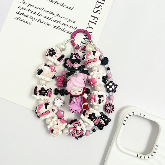 Hand Painted Beads Phone Charm Skullpanda