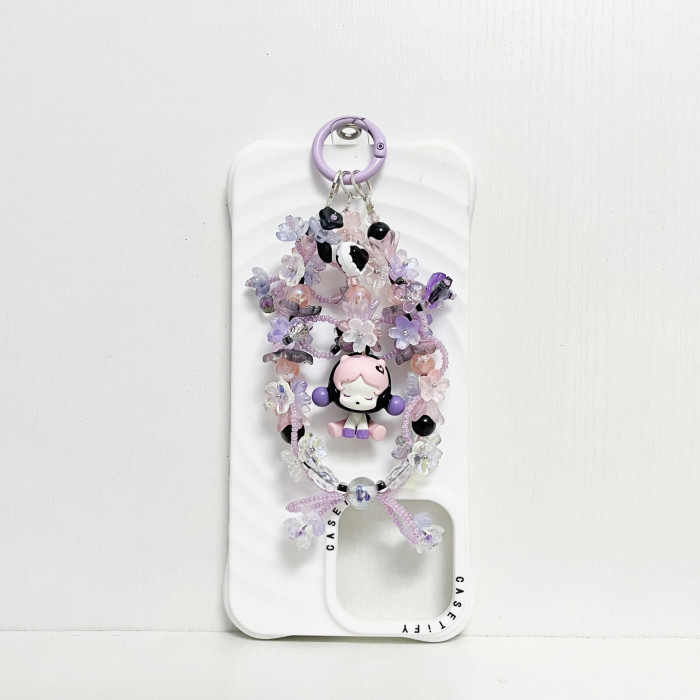 Handmade  Crystal Glass Charm Phone Strap Skullpanda