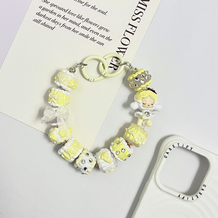 Hand Painted Beads Phone Charm Skullpanda