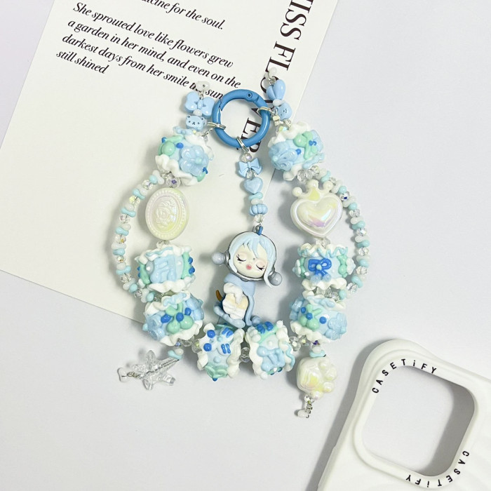 Hand Painted Beads Phone Charm Skullpanda