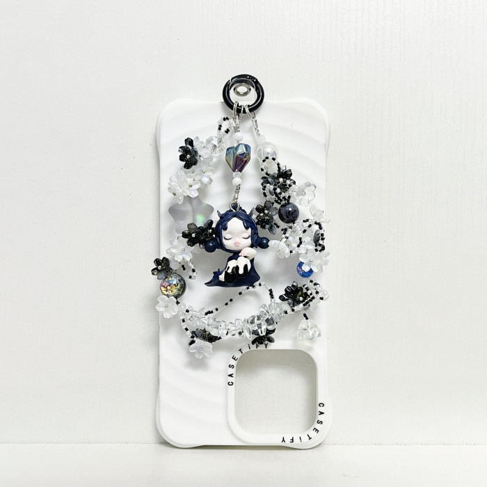 Handmade  Crystal Glass Charm Phone Strap Skullpanda