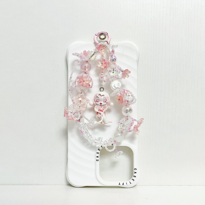 Handmade  Crystal Glass Charm Phone Strap Skullpanda