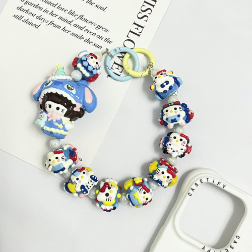 Hand Painted Beads Phone Charm Kitty
