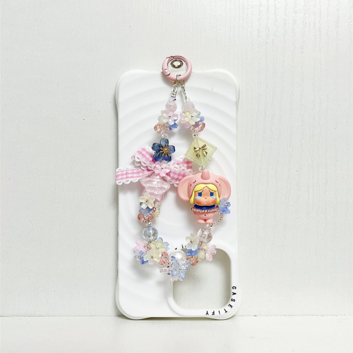 Handmade  Crystal Glass Charm Phone Strap Crybaby