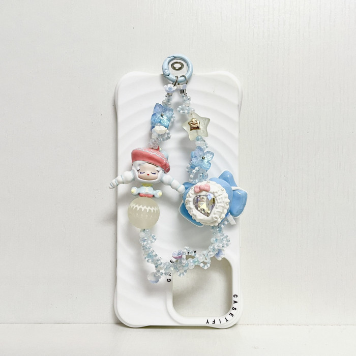 Handmade  Crystal Glass Charm Phone Strap Skullpanda