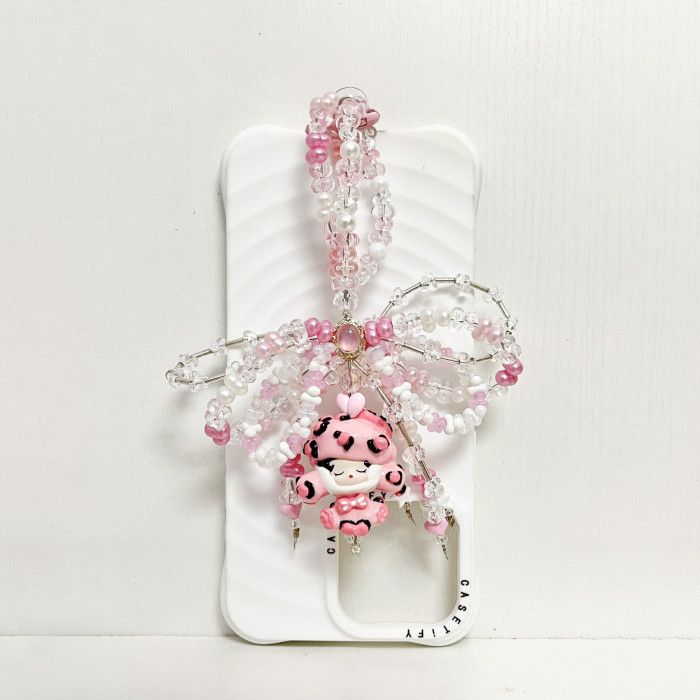 Handmade  Crystal Glass Charm Phone Strap Skullpanda