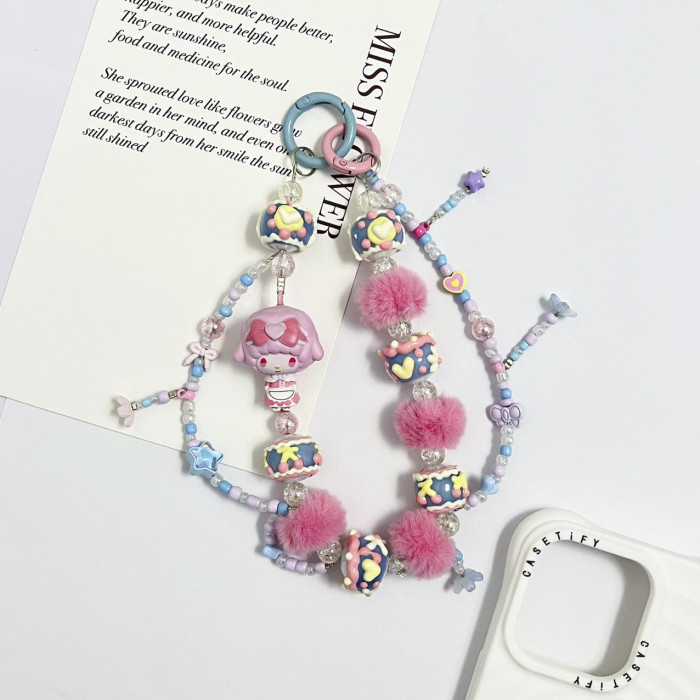 Hand Painted Beads Phone Charm Sanrio