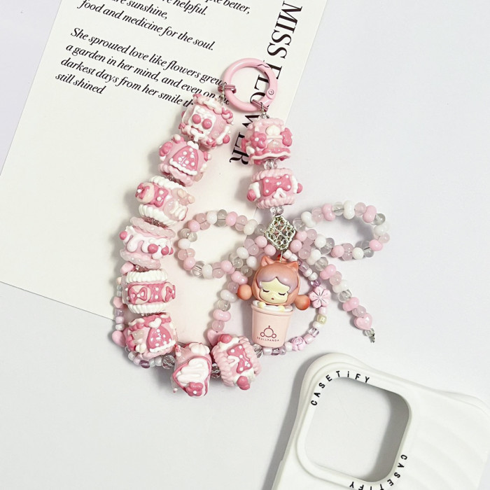 Hand Painted Beads Phone Charm Skullpanda