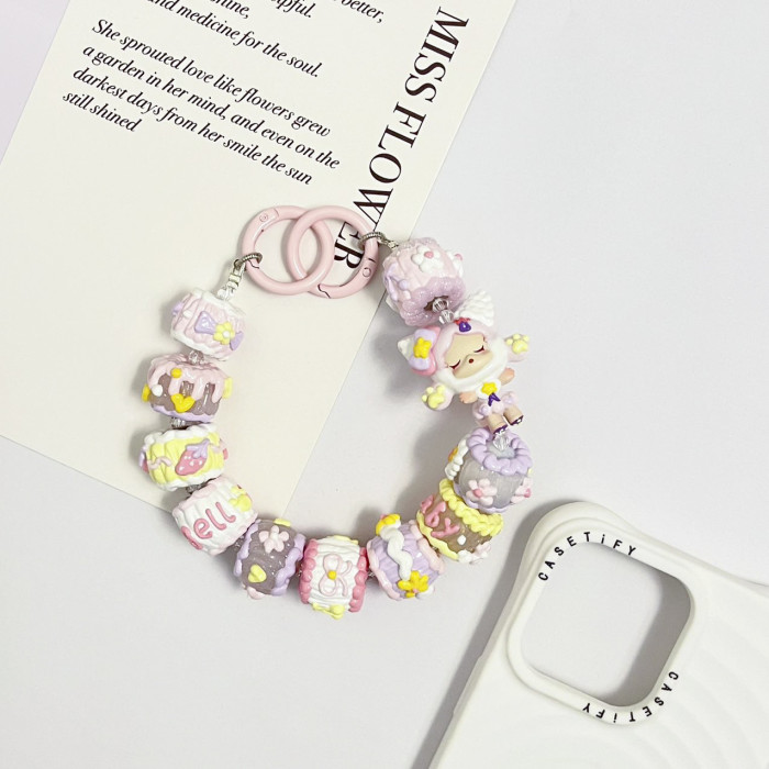 Hand Painted Beads Phone Charm Skullpanda