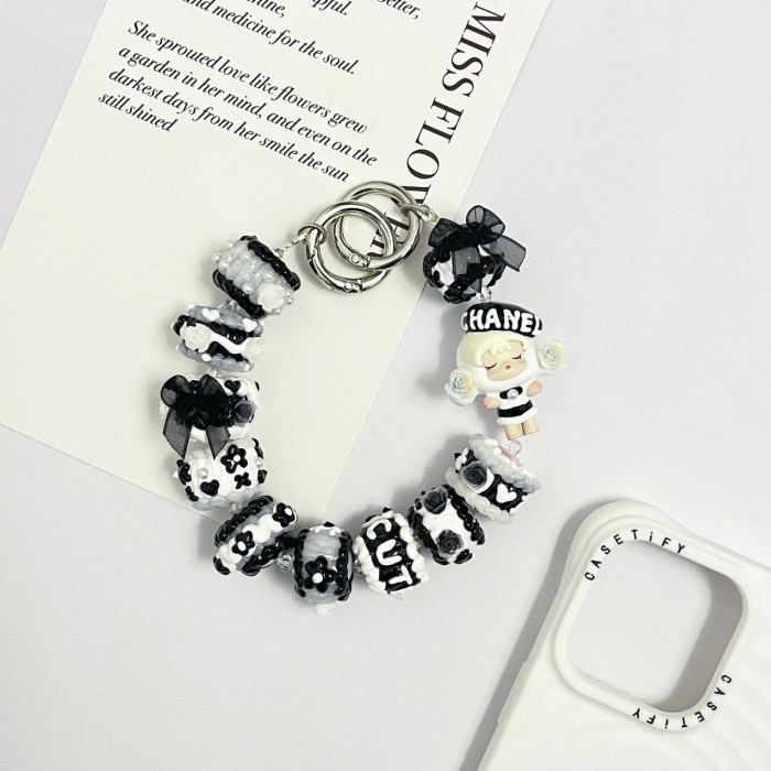 Hand Painted Beads Phone Charm Skullpanda