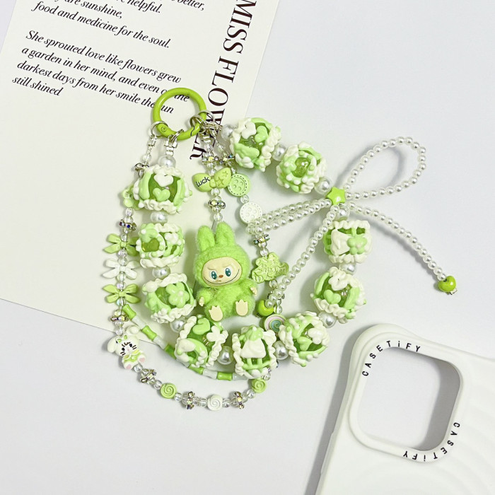 Hand Painted Beads Phone Charm Labubu