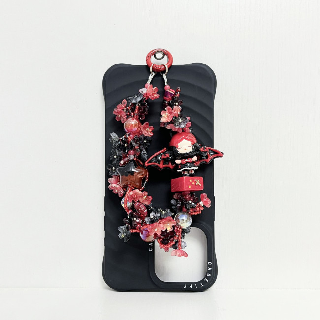Handmade  Crystal Glass Charm Phone Strap Skullpanda