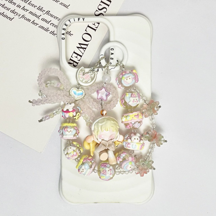 Hand Painted Beads Phone Charm Popmart Dora