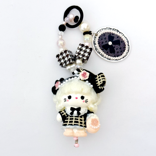 Hand Painted Doll Phone Charm=chanel style kitty