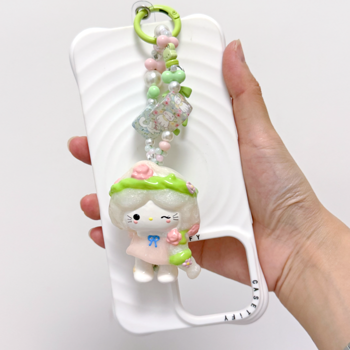 Hand Painted Doll Phone Charm-fairy kitty
