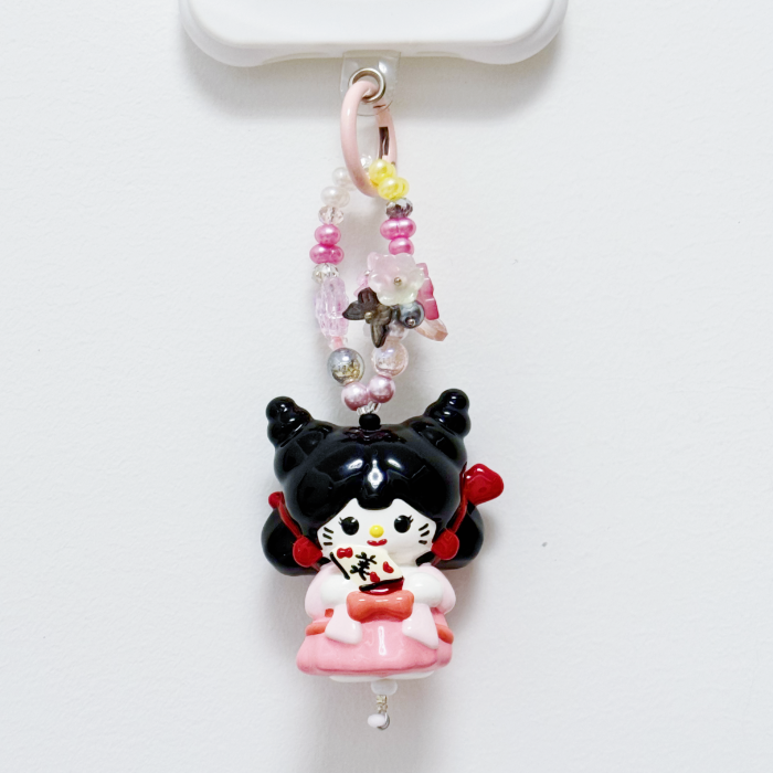 Hand Painted Doll Phone Charm-FOX KITTY
