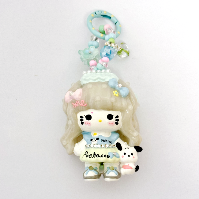 Hand Painted Doll Phone Charm-pocha  kitty