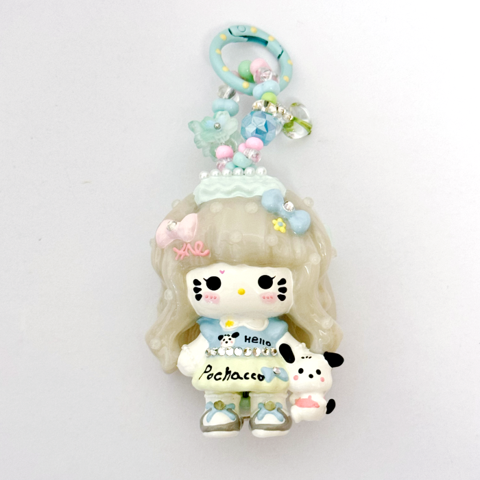 Hand Painted Doll Phone Charm-pocha  kitty