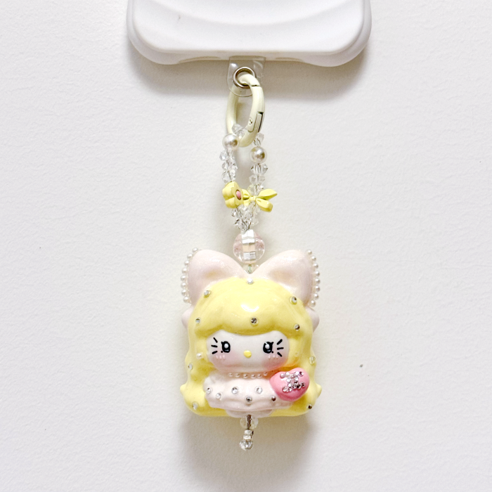 Hand Painted Doll Phone Charm-PRINCESS KITTY