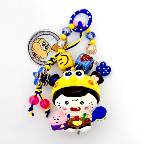 Hand Painted Doll Phone Charm-SPONGE  KITTY