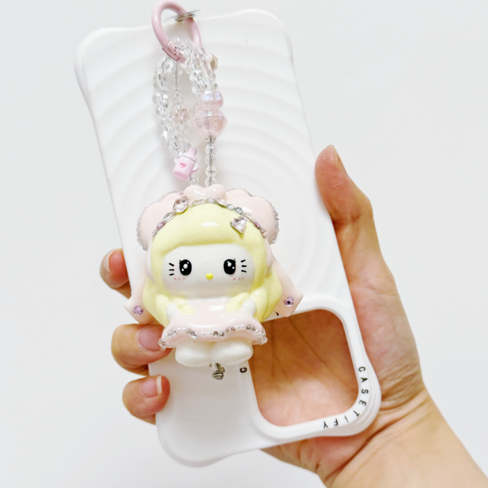 Hand Painted Doll Phone Charm-PRINCESS KITTY