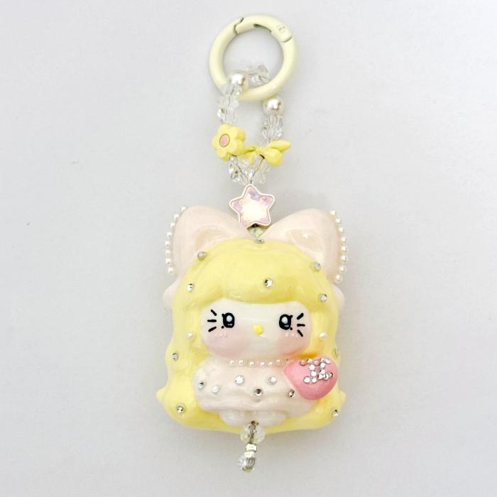 Hand Painted Doll Phone Charm-PRINCESS KITTY