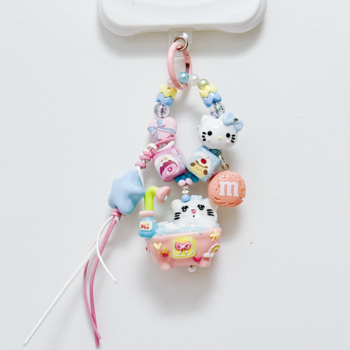 Hand Painted Doll Phone Charm-MIKKO BATHTUB