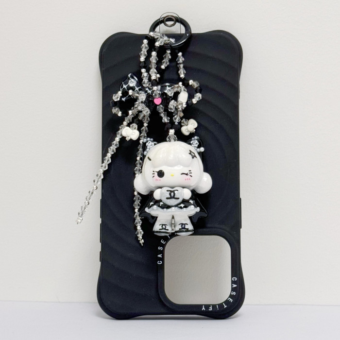 Hand Painted Doll Phone Charm-CHANNEL STYLE KITTY
