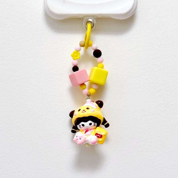 Hand Painted Doll Phone Charm- Pikachu kitty