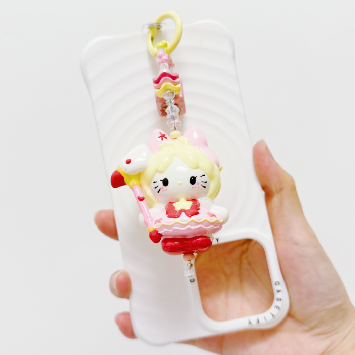 Hand Painted Doll Phone Charm-CAPTURE KITTY