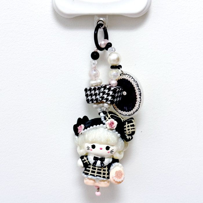 Hand Painted Doll Phone Charm=chanel style kitty