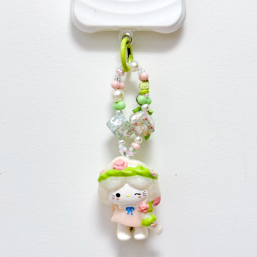 Hand Painted Doll Phone Charm-fairy kitty