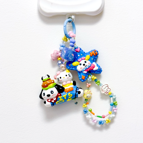 Hand Painted Doll Phone Charm-burger  puppy