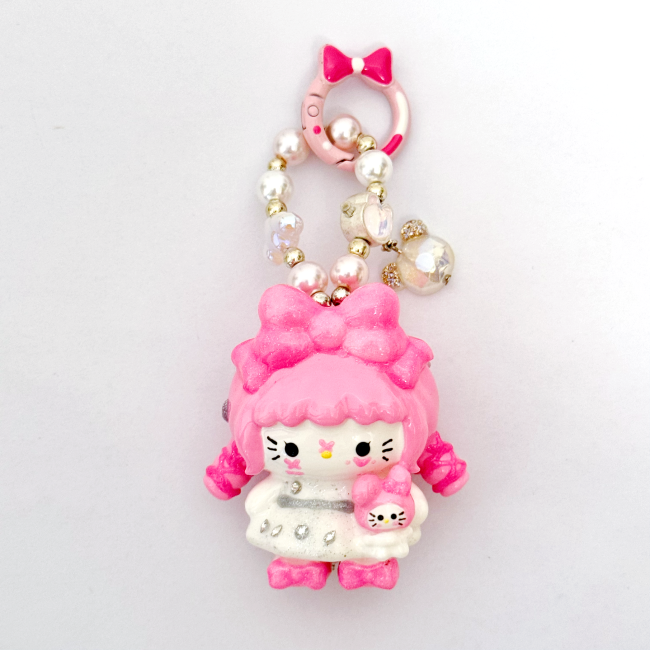 Hand Painted Doll Phone Charm-pink  princess  kitty