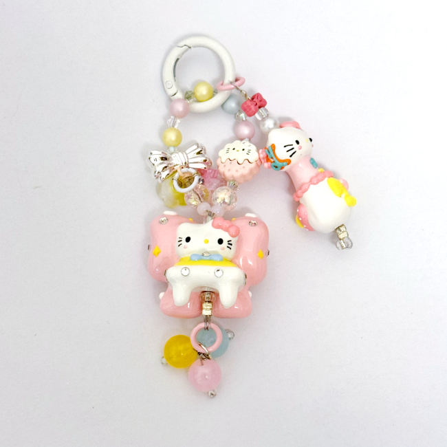 Hand Painted Doll Phone Charm-COUCH KITTY