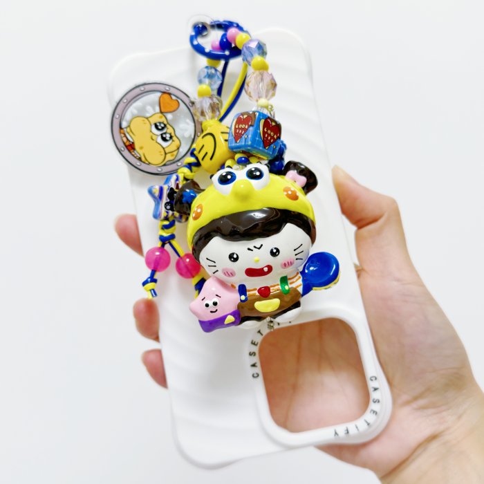 Hand Painted Doll Phone Charm-SPONGE  KITTY